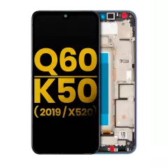 LCD Assembly With Frame Compatible For LG Q60 (Single Card Version) / K50 (2019 / X520) (Refurbished) (Moroccan Blue)
