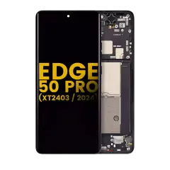 OLED Assembly With Frame Compatible For Motorola Moto Edge 50 Pro (XT2403 / 2024) (Refurbished) (Black Beauty)