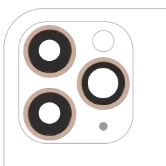 Back Camera Lens With Bracket & Bezel Compatible For iPhone 11 Pro / Pro Max (3 Piece Set)  (Aftermarket Plus) (Gold)