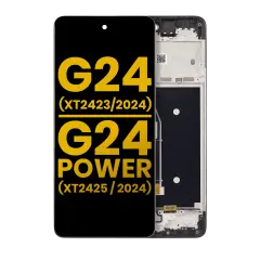 LCD Assembly With Frame Compatible For Motorola Moto G24 (XT2423 / 2024) / G24 Power (XT2425-1 / 2024)  (Refurbished) (All Colors)