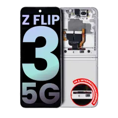 Inner OLED Assembly With Frame Compatible For Samsung Galaxy Z Flip 3 5G (US & International) (Service Pack) (White)