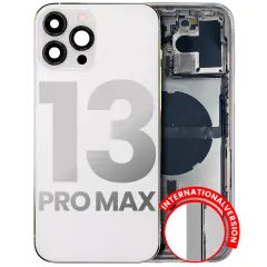 Back Housing W/ Small Components Pre-Installed Compatible For iPhone 13 Pro Max (International Version) (Used OEM Pull: Grade A) (Silver)