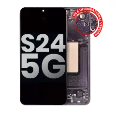 OLED Assembly With Frame For Samsung Galaxy S24 5G (US & International Version) (Used OEM Pull: Grade A) (Onyx Black)