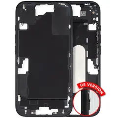 Mid-Frame Housing With Power And Volume Button Compatible For iPhone 16 (US Version) (Used OEM Pull: Grade A) (Black)