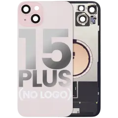 Back Glass With Steel Plate With MagSafe Magnet Pre-Installed Compatible For iPhone 15 Plus (No Logo) (Pink)