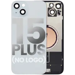 Back Glass With Steel Plate With MagSafe Magnet Pre-Installed Compatible For iPhone 15 Plus (No Logo) (Blue)