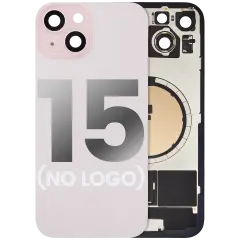 Back Glass With Steel Plate With MagSafe Magnet Pre-Installed Compatible For iPhone 15 (No Logo) (Pink)