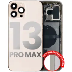 Back Housing W/ Small Components Pre-Installed Compatible For iPhone 13 Pro Max (International Version) (Used OEM Pull: Grade A) (Gold)