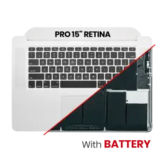 Top Case Assembly With Battery And Keyboard Compatible For MacBook Pro 15" Retina (A1398 / Late 2013 / Mid 2014) (US Keyboard) (Used OEM Pull: Grade B/C)