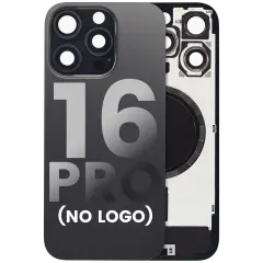 Back Glass With Steel Plate With MagSafe Magnet Pre-Installed Compatible For iPhone 16 Pro (No Logo) (Black Titanium)
