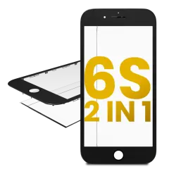 Glass With Frame Pre-Installed Compatible For iPhone 6S (Black) (Premium / 2 in 1) (2 Pack)