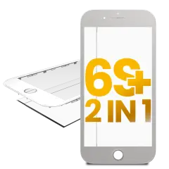 2 in 1 (Front Glass + Frame Pre-Installed) Compatible For iPhone 6S Plus (White) (2 Pack)