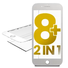 Glass With Frame Pre-Installed Compatible For iPhone 8 Plus (White) (Premium / 2 in 1) (2 Pack)