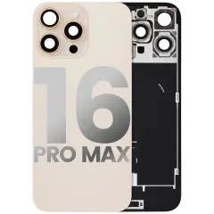 Back Glass With Steel Plate With Wireless NFC Charging MagSafe Magnet & Flashlight Flex Compatible For iPhone 16 Pro Max (Used OEM Pull: Grade B) (Desert Titanium)