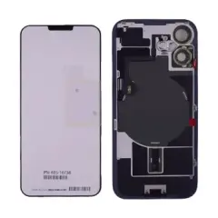 Back Glass With Steel Plate With Wireless NFC Charging MagSafe Magnet & Flashlight Flex Compatible For iPhone 16 plus (UK /EU Version) (Genuine OEM) (Black)