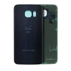 Back Cover Glass Compatible For Samsung Galaxy S6 Edge (Verizon Logo) (Service Pack) (Black Sapphire)