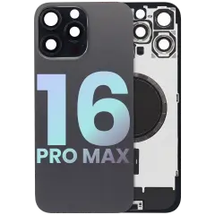 Back Glass With Steel Plate With MagSafe Magnet Pre-Installed Compatible For iPhone 16 Pro Max (Service Pack) (Black Titanium) 