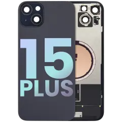 Back Glass With Steel Plate With MagSafe Magnet Pre-Installed Compatible For iPhone 15 Plus (Service Pack) (Black)