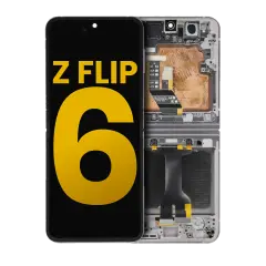 Inner OLED Assembly With Frame Compatible For Samsung Galaxy Z Flip 6 5G (US & International) (Refurbished) (Silver Shadow)