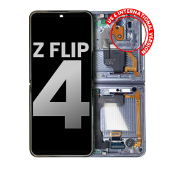 Inner OLED Assembly With Frame Compatible For Samsung Galaxy Z Flip 4 5G (US & International) (Used OEM Pull: Grade B/C) (Blue)