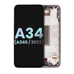 OLED Assembly With Frame Compatible For Samsung Galaxy A34 5G (A346 / 2023) (Service Pack) (Graphite)