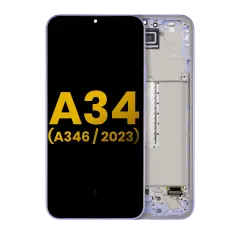 OLED Assembly With Frame Compatible For Samsung Galaxy A34 5G (A346 / 2023) (Refurbished) (Violet)