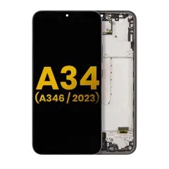 OLED Assembly With Frame Compatible For Samsung Galaxy A34 5G (A346 / 2023) (Refurbished) (Graphite)