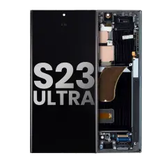 OLED Assembly With Frame Compatible For Samsung Galaxy S23 Ultra 5G (US & International) (Used OEM Pull: Grade A) (Phantom Black)