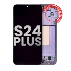 OLED Assembly With Frame Compatible For Samsung Galaxy S24 Plus 5G (US & International Version) (Used OEM Pull: Grade A) (Cobalt Violet)