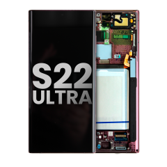 OLED Assembly With Frame For Samsung Galaxy S22 Ultra 5G (Used OEM Pull: Grade B/C) (Burgundy)