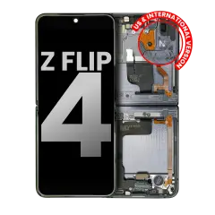 Inner OLED Assembly With Frame Compatible For Samsung Galaxy Z Flip 4 5G (US & International) (Used OEM Pull: Grade A) (Graphite)