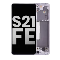 OLED Assembly With Frame Compatible For Samsung Galaxy S21 FE 5G (US & International) (Used OEM Pull: Grade B/C) (Lavender)