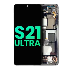 OLED Assembly With Frame Compatible For Samsung Galaxy S21 Ultra 5G (Genuine OEM) (Phantom Black)