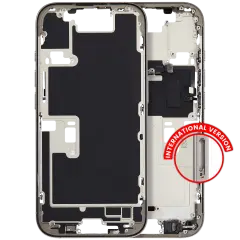 Mid-Frame Housing With Power And Volume Button Compatible For iPhone 16 Pro (International Version) (Used OEM Pull: Grade A) (Natural Titanium)