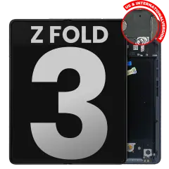 Inner OLED Assembly With Frame Compatible For Samsung Galaxy Z Fold 3 5G (US & International) (Used OEM Pull: Grade B/C) (Phantom Black)