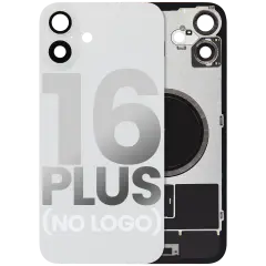 Back Glass With Steel Plate With MagSafe Magnet Pre-Installed Compatible For iPhone 16 Plus (No Logo) (White)