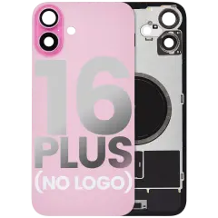 Back Glass With Steel Plate With MagSafe Magnet Pre-Installed Compatible For iPhone 16 Plus (No Logo) (Pink)