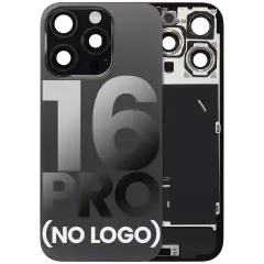 Back Glass With Steel Plate With Wireless NFC Charging MagSafe Magnet & Flashlight Flex Compatible For iPhone 16 Pro  (No Logo) (Black Titanium)