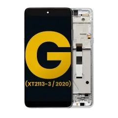 LCD Assembly With Frame Compatible For Motorola Moto G 5G (XT2113-3 / 2020) (Refurbished) (Frosted Silver)