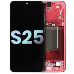 OLED Assembly With Frame Compatible For Samsung Galaxy S25 5G (US & International) (Service Pack) (Coral Red)