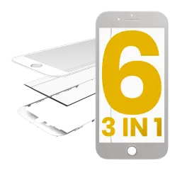 3 in 1 (Front Glass + Frame + OCA Pre-Installed) Compatible For iPhone 6 (White) (2 Pack)