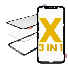 Glass With Frame & OCA Pre-Installed Compatible For iPhone X (Frame With Glue) (Premium / 3 in 1) (2 Pack)