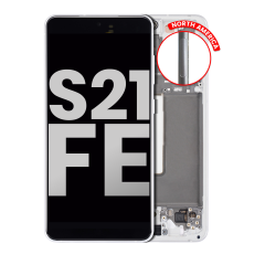 OLED Assembly With Frame Compatible For Samsung Galaxy S21 FE 5G (US & International) (Used OEM Pull: Grade B/C) (White)