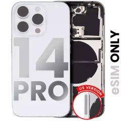 Back Housing W/ Small Pre-Installed Compatible For iPhone 14 Pro (US Version) (Used OEM Pull: Grade B) (Silver)