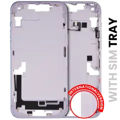 Mid-Frame Housing With Power And Volume Button Compatible For iPhone 14 Plus (International Version) (Used OEM Pull: Grade A) (Purple)