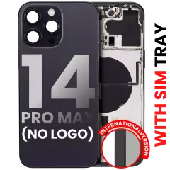 Back Housing W/ Small Pre-Installed Compatible For iPhone 14 Pro Max (International Version) (No Logo) (Aftermarket Plus) (Space Black)