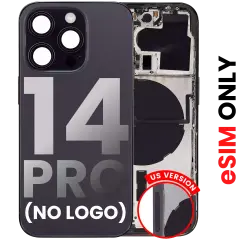 Back Housing W/ Small Pre-Installed Compatible For iPhone 14 Pro (US Version) (Aftermarket Plus) (Space Black)