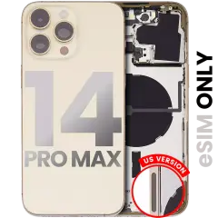 Back Housing W/ Small Pre-Installed Compatible For iPhone 14 Pro Max (US Version) (Used OEM Pull: Grade C) (Gold)