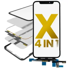 4 in 1 Short  Flex (Digitizer Touch With Glass + OCA + Frame Pre-installed) Compatible For iPhone X (OCA Master)