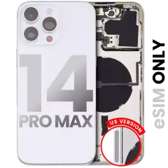 Back Housing W/ Small Pre-Installed Compatible For iPhone 14 Pro Max (US Version) (Used OEM Pull: Grade B) (Silver)